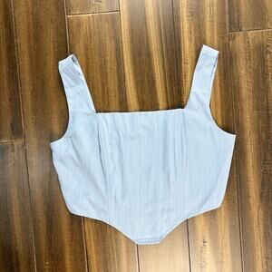 Fashion Nova Blue Bustier Bodice Corset Crop Top Size L Square Neck Fitted